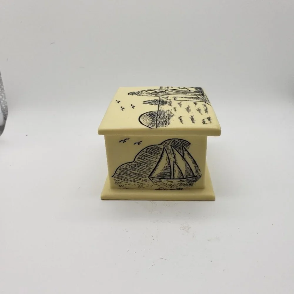Etched Trinket Box Sailor Sailboat Anchor Design 1999